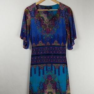 Calessa Boho Paisley Hippie Gypsy Maxi Dress S